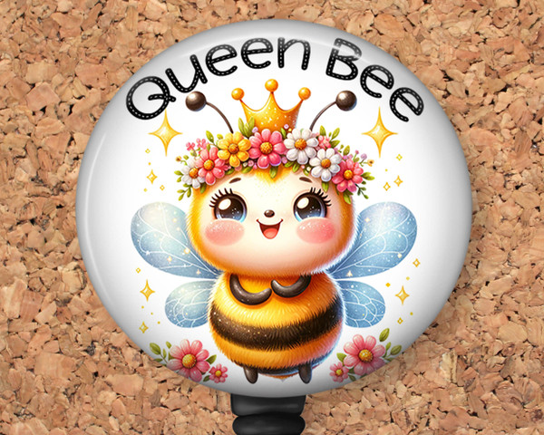 Queen Bee Badge Reel ID Holder, Lanyard, Carabiner