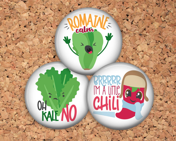 Funny Vegetables - Set of 3 - Kale, Romaine, Pepper