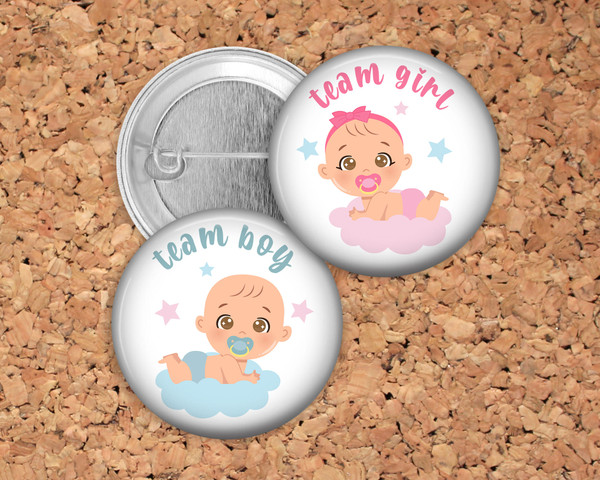 Cloud Babies Pink and Blue Gender Reveal Party Favor Pins