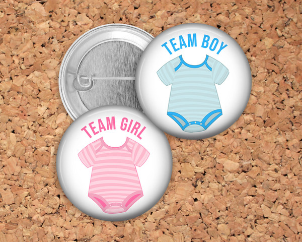 Baby Clothes Pink and Blue Gender Reveal Party Favor Pins