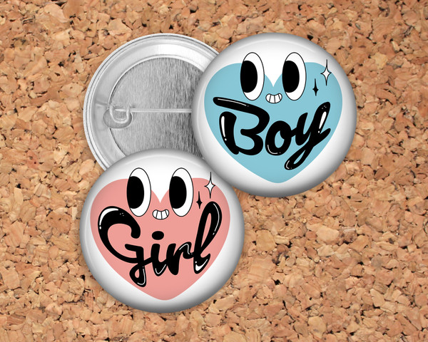 Funny Hearts Gender Reveal Party Favor Pins