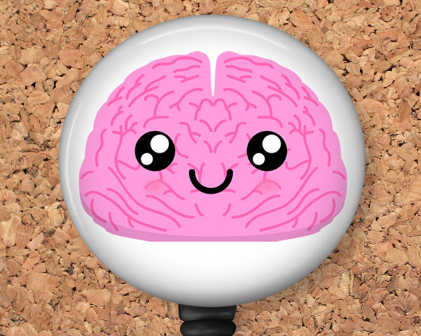 Happy Brain Retractable ID Badge Reel, Lanyard, or Carabiner