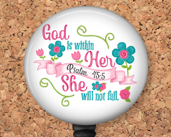 God is Within Her She Will Not Fail Badge Reel