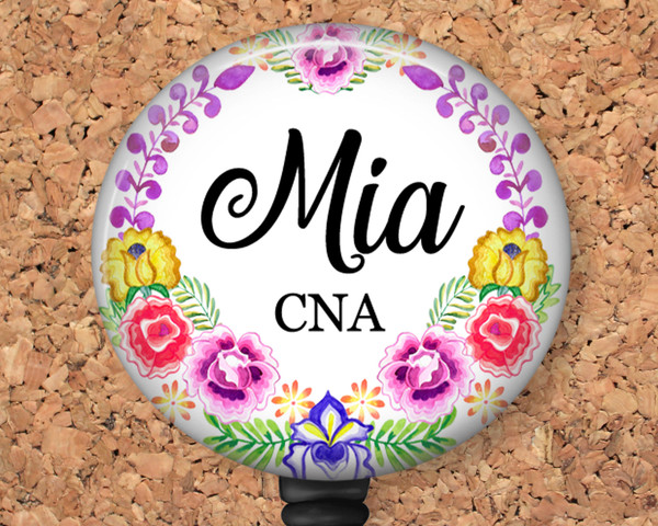 mexican flowers badge reel