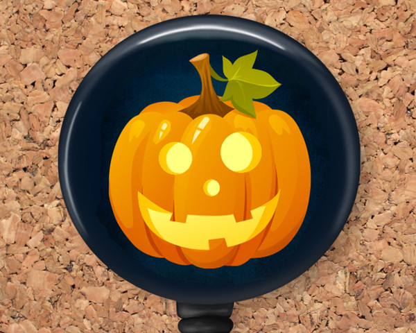 Pumpkin Faces Retractable ID Badge Reel, Lanyard, or Carabiner (48 Designs)