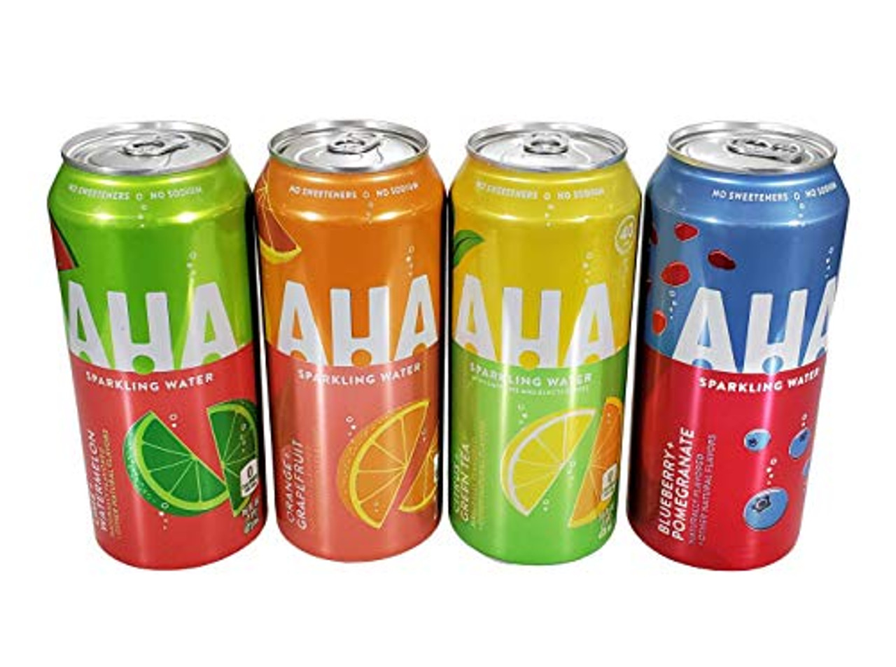 AHA Sparkling Water 16 ounce cans Naturally Flavored 0 Calories 4