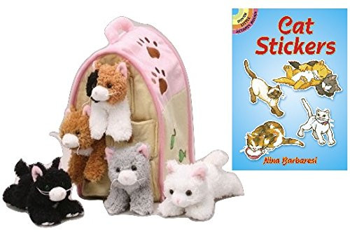Unipak Cat House 12" Plush Stuffed Animal with Cat sticker book