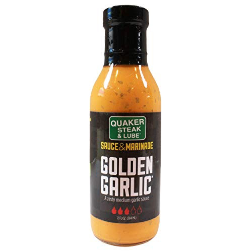 Quaker Steak and Lube Golden Garlic Wing Sauce 12 Ounce Glass Bottle of
