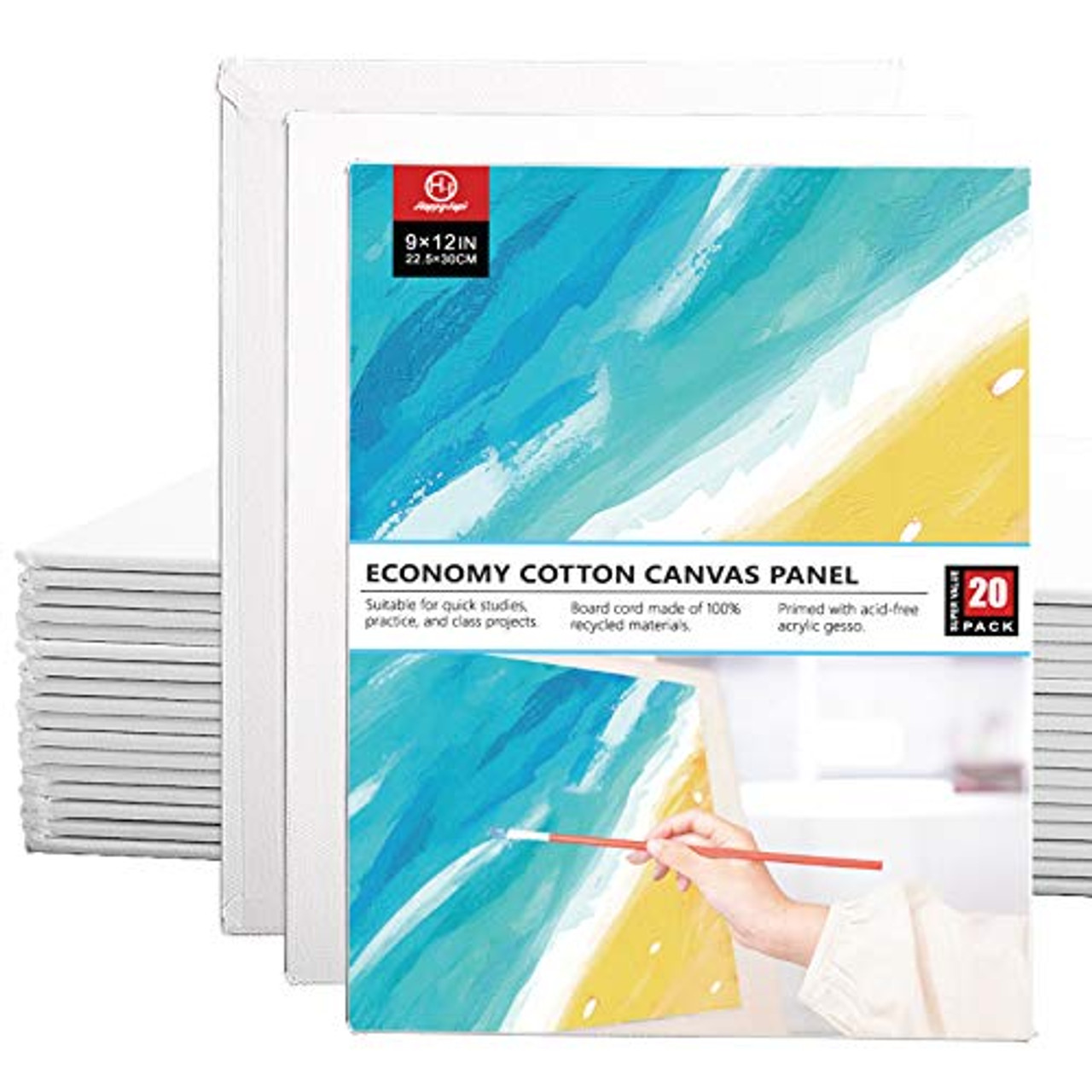 6x6 Blank Canvases for Painting Professional Artist Quality Acid-Free Canvas Boards 100% Cotton with Recycled Board Core HappyHapi Canvas Panels 25 Pack 