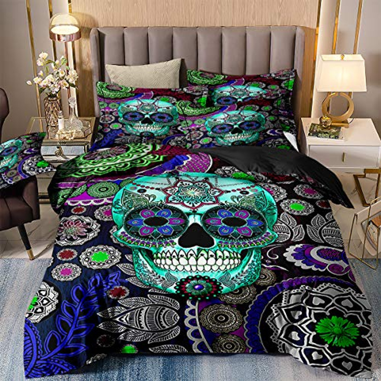 candy skull duvet cover