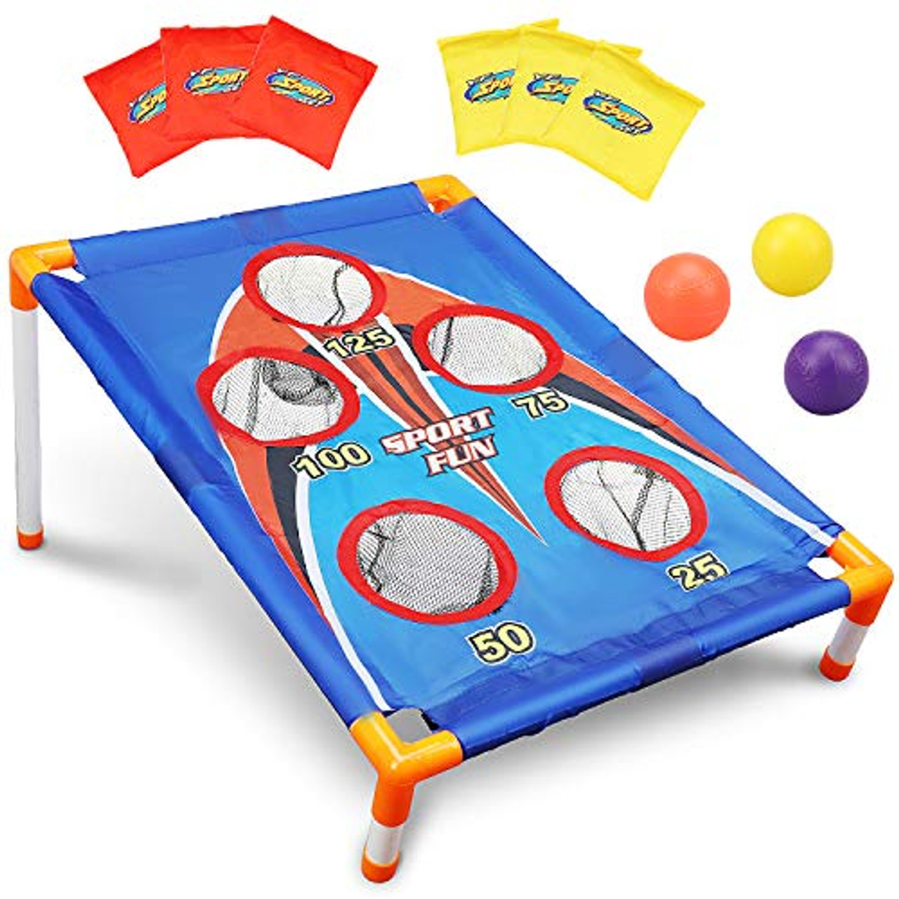 TOY Life Cornhole Bean Bag Toss Game for Kids 5 Holes Portable
