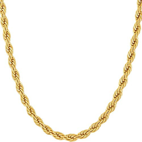 AWLY 5MM Twist Rope Chain Necklace 18K 