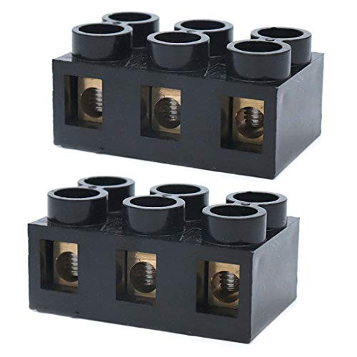 Terminal Block Two Rows Sscon 2pcs Dual Rows Terminal Block 500V 60A 3 Position Screw Terminal ...