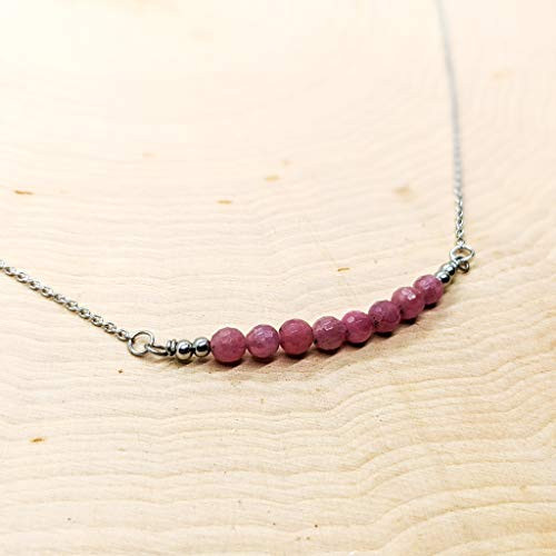 Pink Tourmaline Silver Stainless Steel 