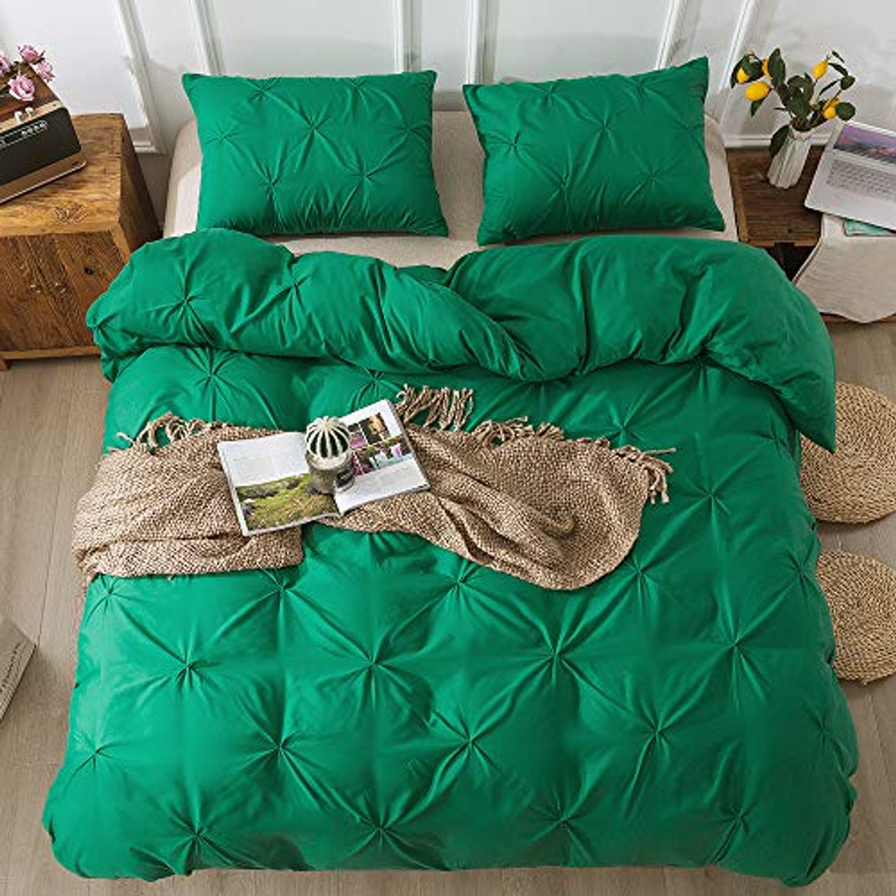 green pintuck duvet cover