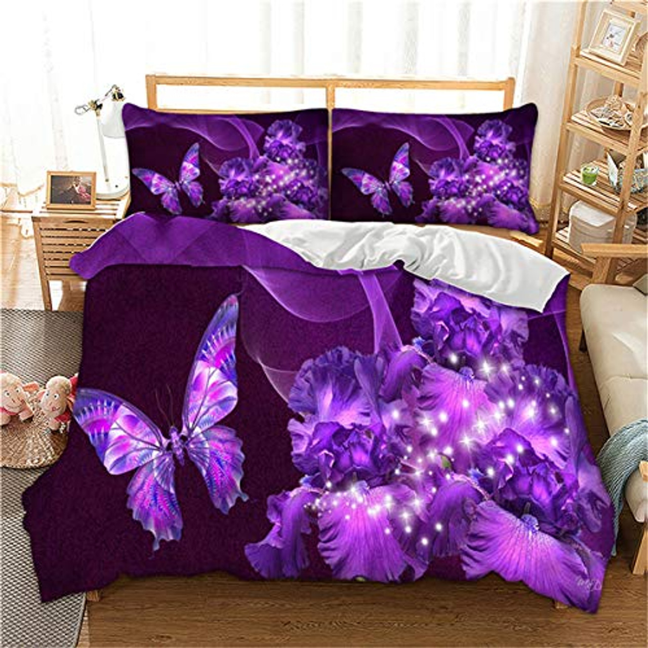 purple butterfly duvet set