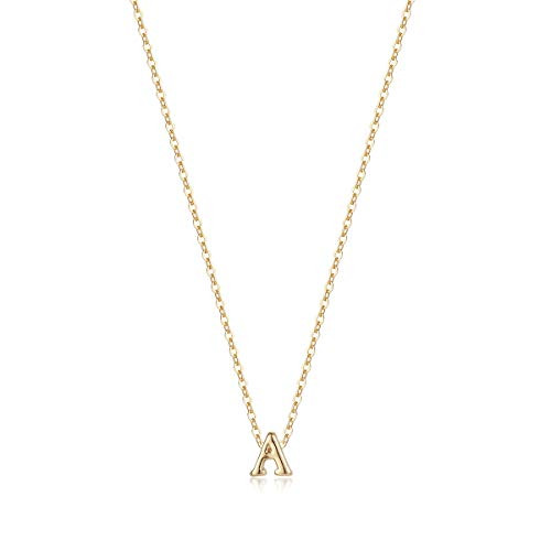 Tiny Initial Necklace 14K Gold Plated 