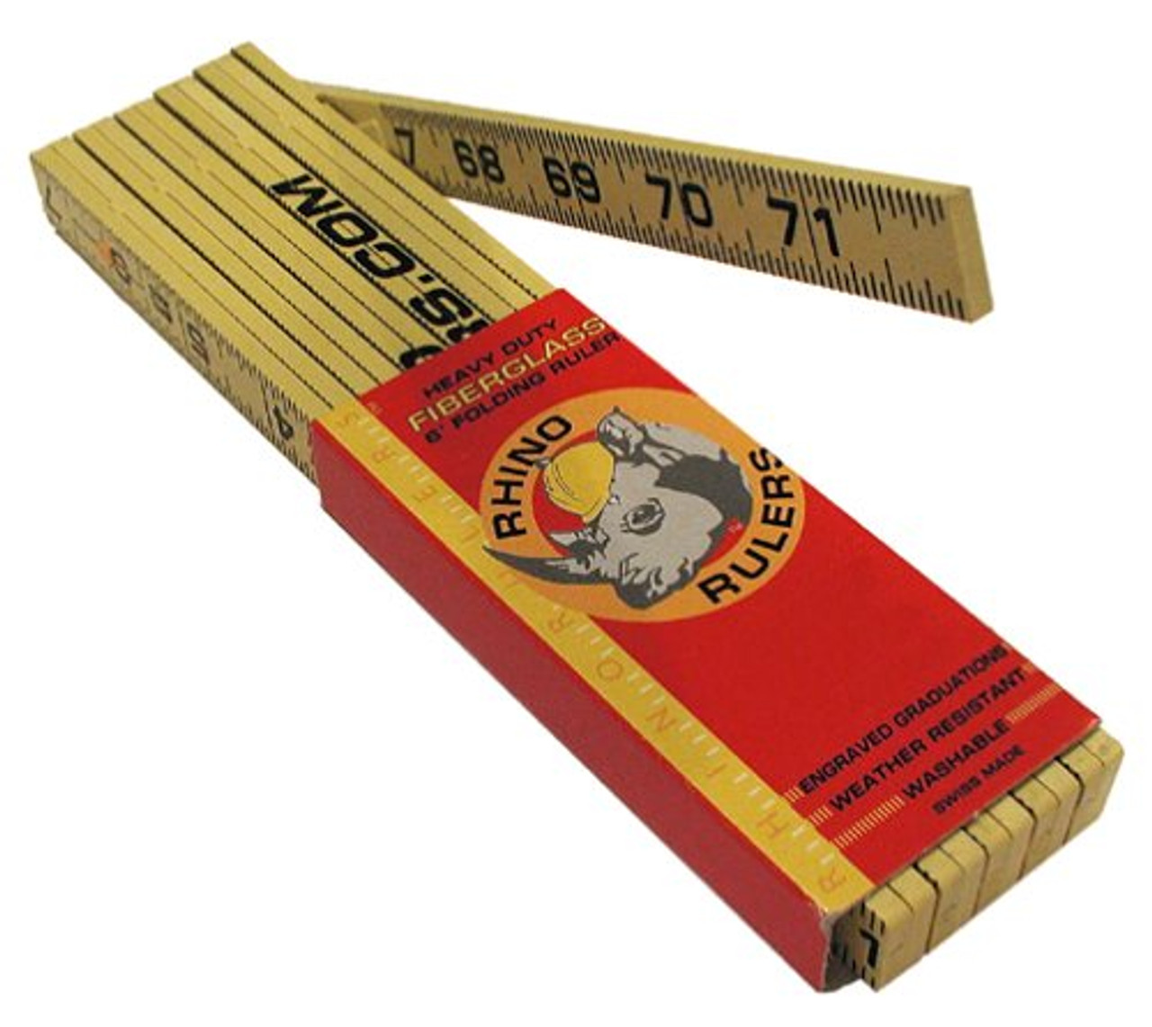 Rhino Rulers Folding Modular Brick Spacing Ruler 6' Length 55120