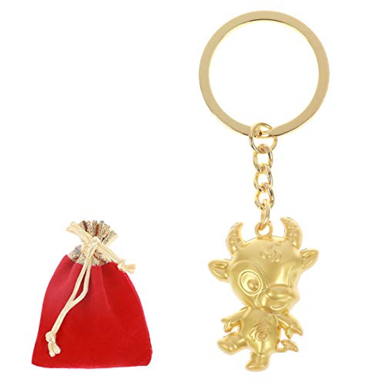 Mascot Cow Key Ring 2021 New Year Ox Lucky Keychain Alloy Cow Key Ring Pendants 