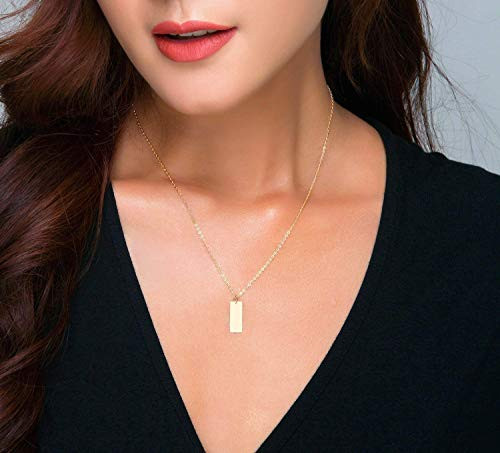 Small Gold Bar Necklace Personalized 