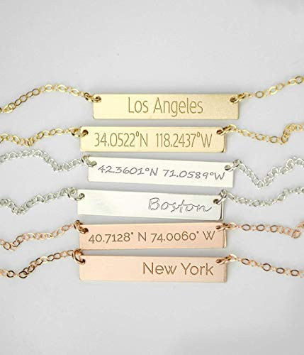 Coordinates Bar Necklace with Custom 