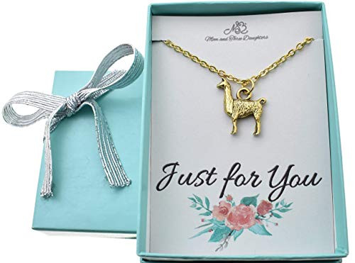 Llama Necklace in Gold Plated Pewter on 