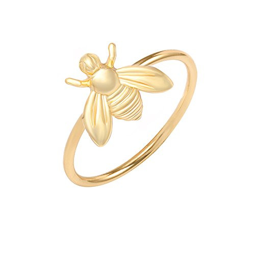 MANZHEN Cute Gold Tiny Honey Bee Ring 