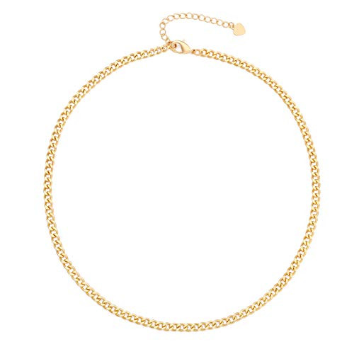 4mm Cuban Chain Link Necklace 18k Gold 