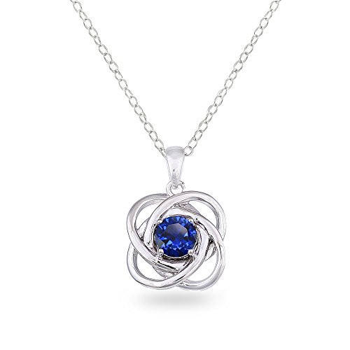 Sterling Silver Created Blue Sapphire 