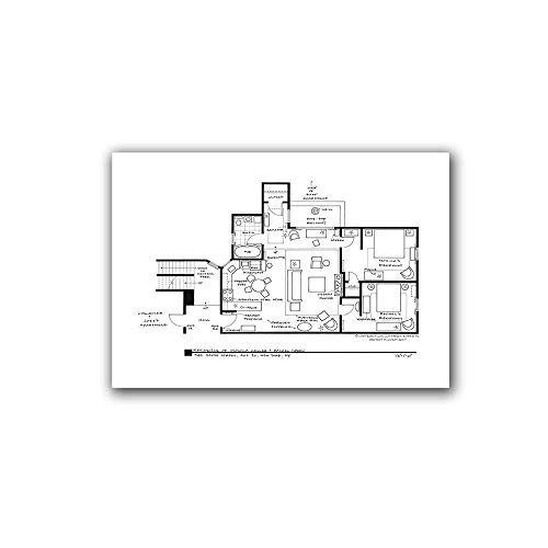 Friends Apartment Layout Friends Poster - Monica and Rachel - Hand ...
