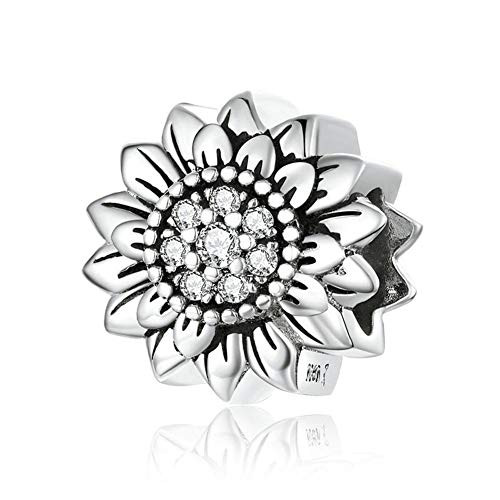 Sunflower Charm 925 Sterling Silver Sun 