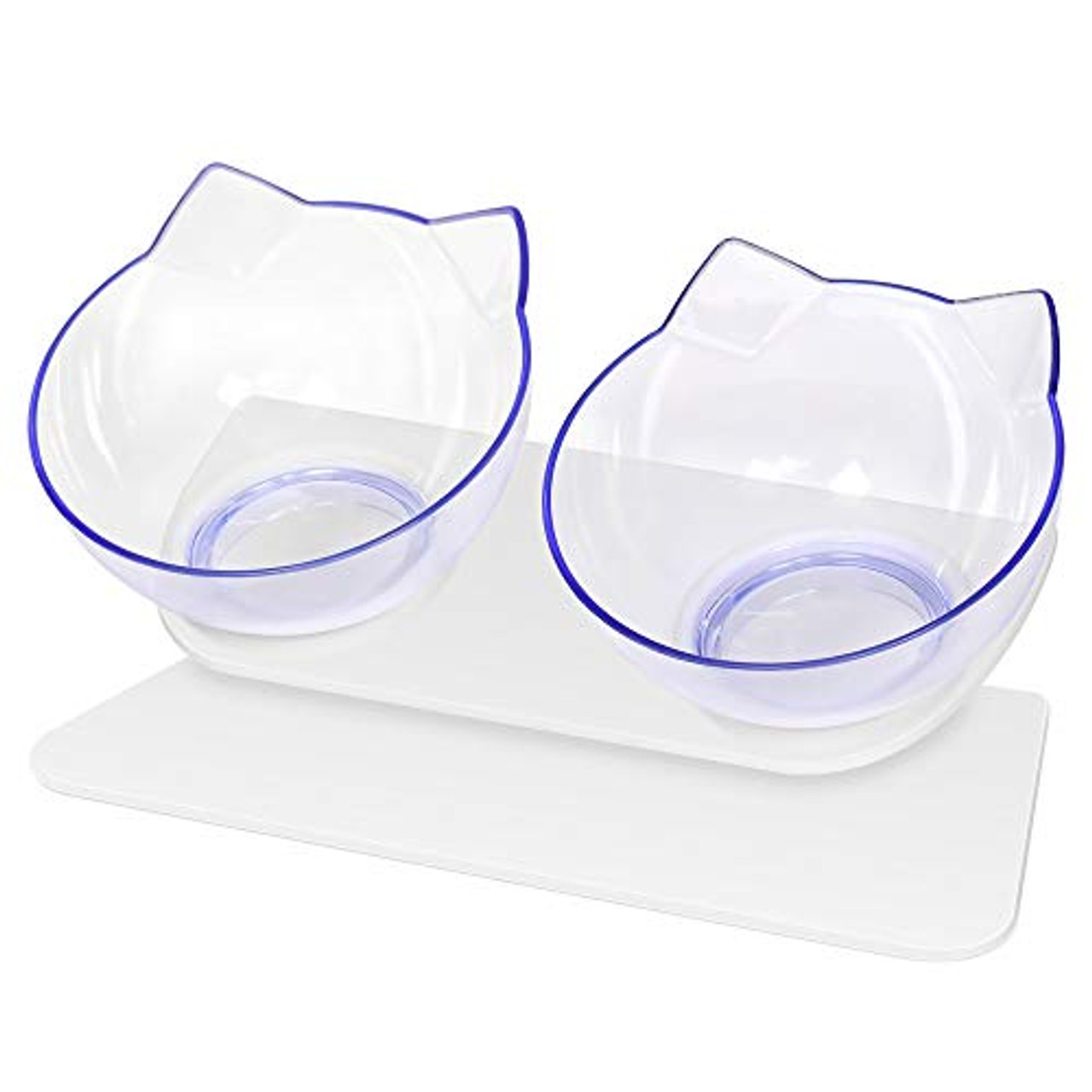 Vikedi Elevated Double Cat Bowl with Feeding Mat and Spoon, Cat Food Water  Bowls with Raised Stand, Pet Feeding Bowl