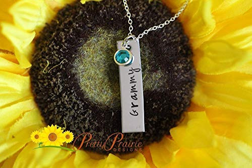 Grandma Bar Necklace with Birthstone 