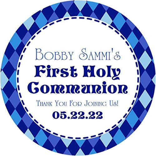Boys Blue First Holy Communion Sticker Labels or Favor Tags ...