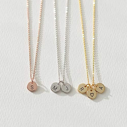 Custom Initial Disc Necklace Engraved 