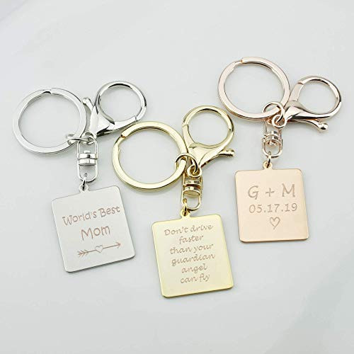 Engraved Square Keychain Personalized 