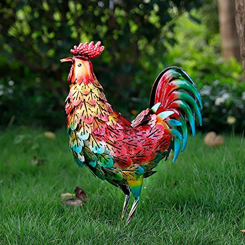 CHISHEEN Metal Rooster Decor Garden Statue for Kitchen ...