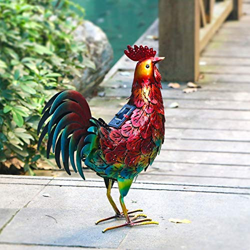 CHISHEEN Rooster Statue Garden Decor Metal Chicken for ...