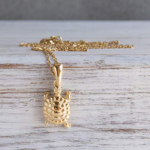 14K Gold Plated Turtle Necklace - 14K 