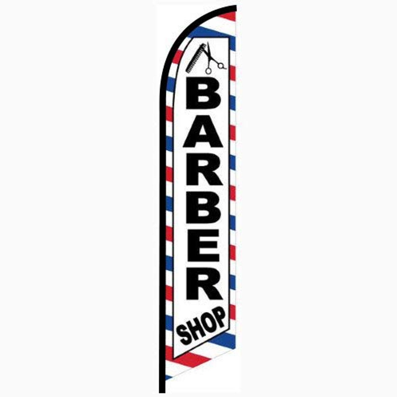 BARBER SHOP red/wh/bl1 15' Swooper #1 Feather Flag Banner KIT 