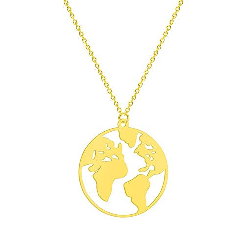 AILUOR World Map Necklace Geometric 