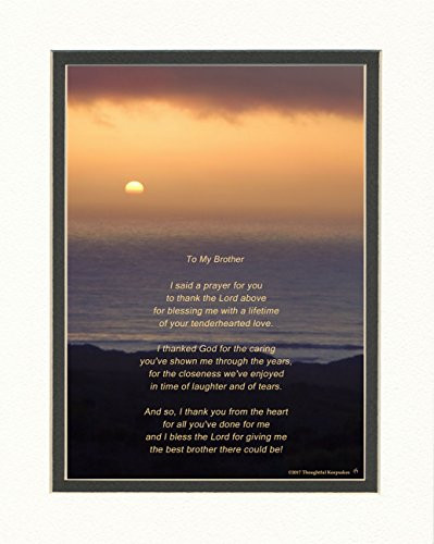 Brother Gift With Thank You Prayer For Best Brother Poem Ocean Sunset Photo 8x10 Double Matted Special Unique Birthday Christmas Gifts For Brother Toyboxtech