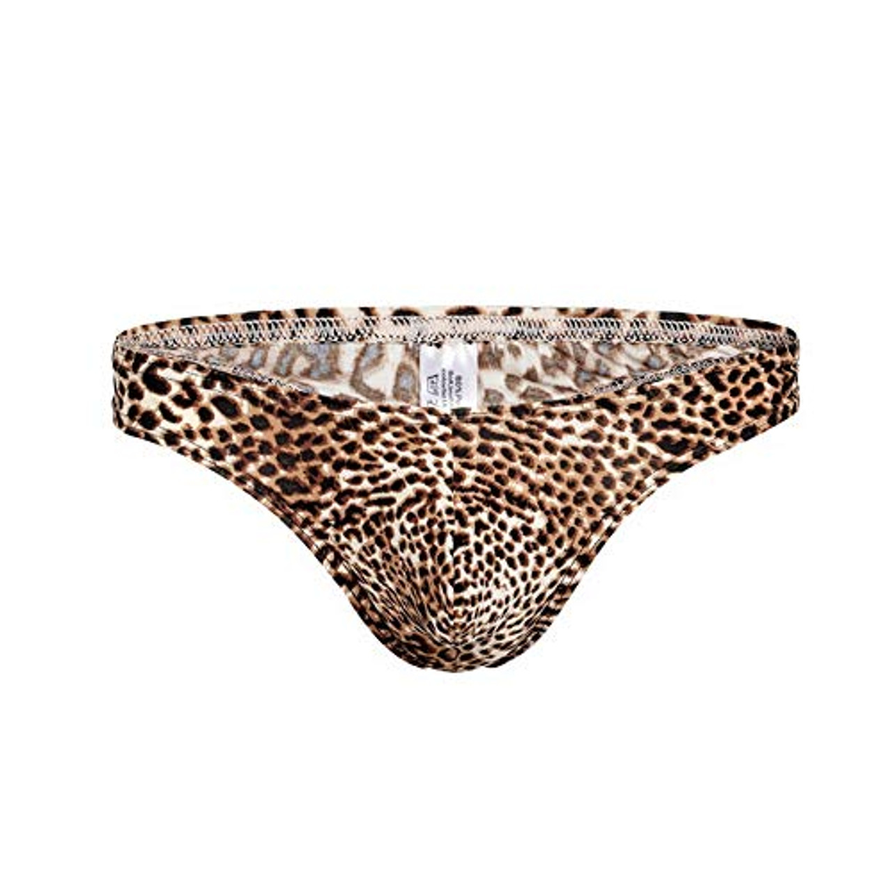 Swbreety Mens Leopard Thong Underwear Stretch Low Rise Thong G-String ...