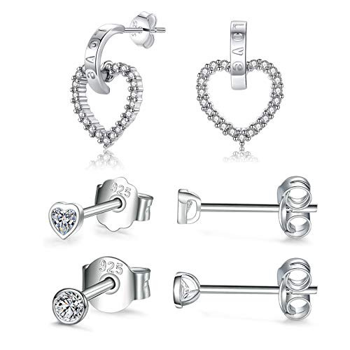 Round Cubic Zirconia Stud Earrings Set 
