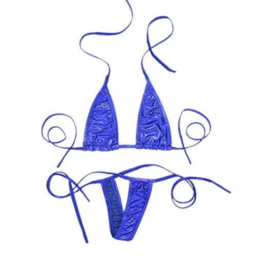 iEFiEL Women Shiny Micro String Bikini Swimsuit Lingerie G-string ...
