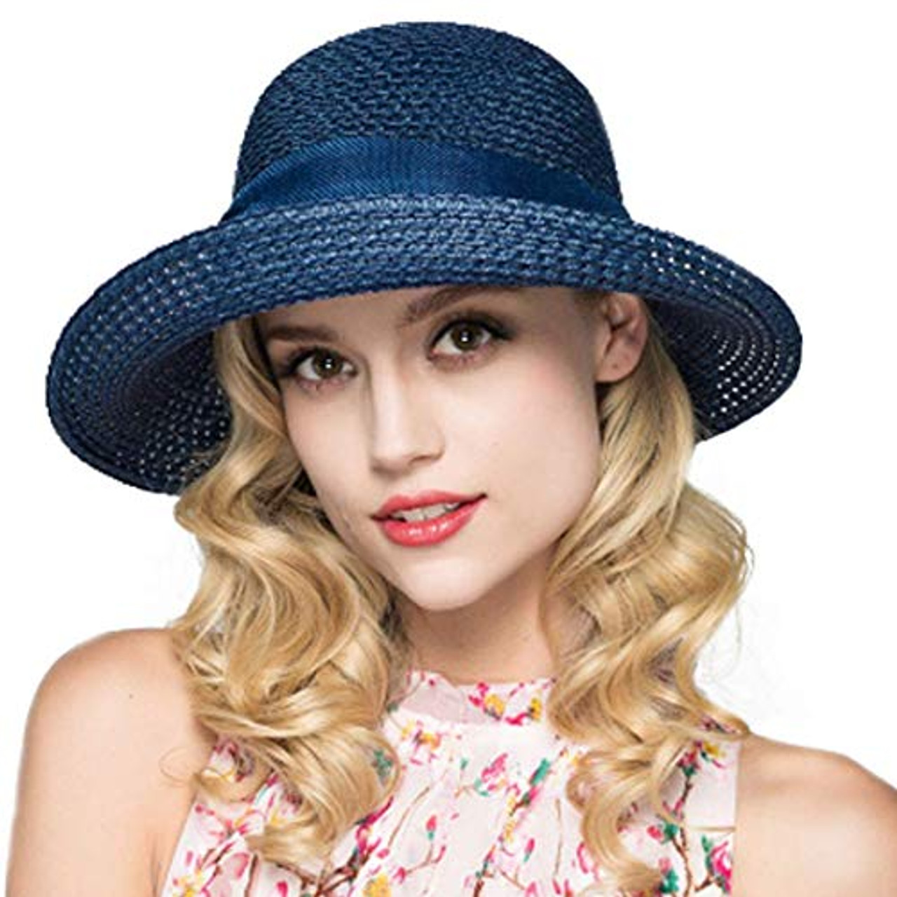 navy blue floppy sun hat