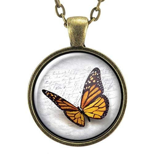 Orange Monarch Butterfly Necklace 