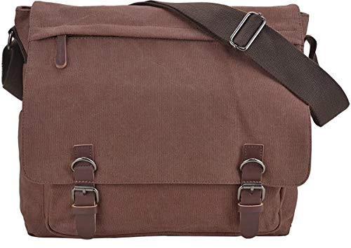 Sechunk Canvas Leather Messenger Bag 