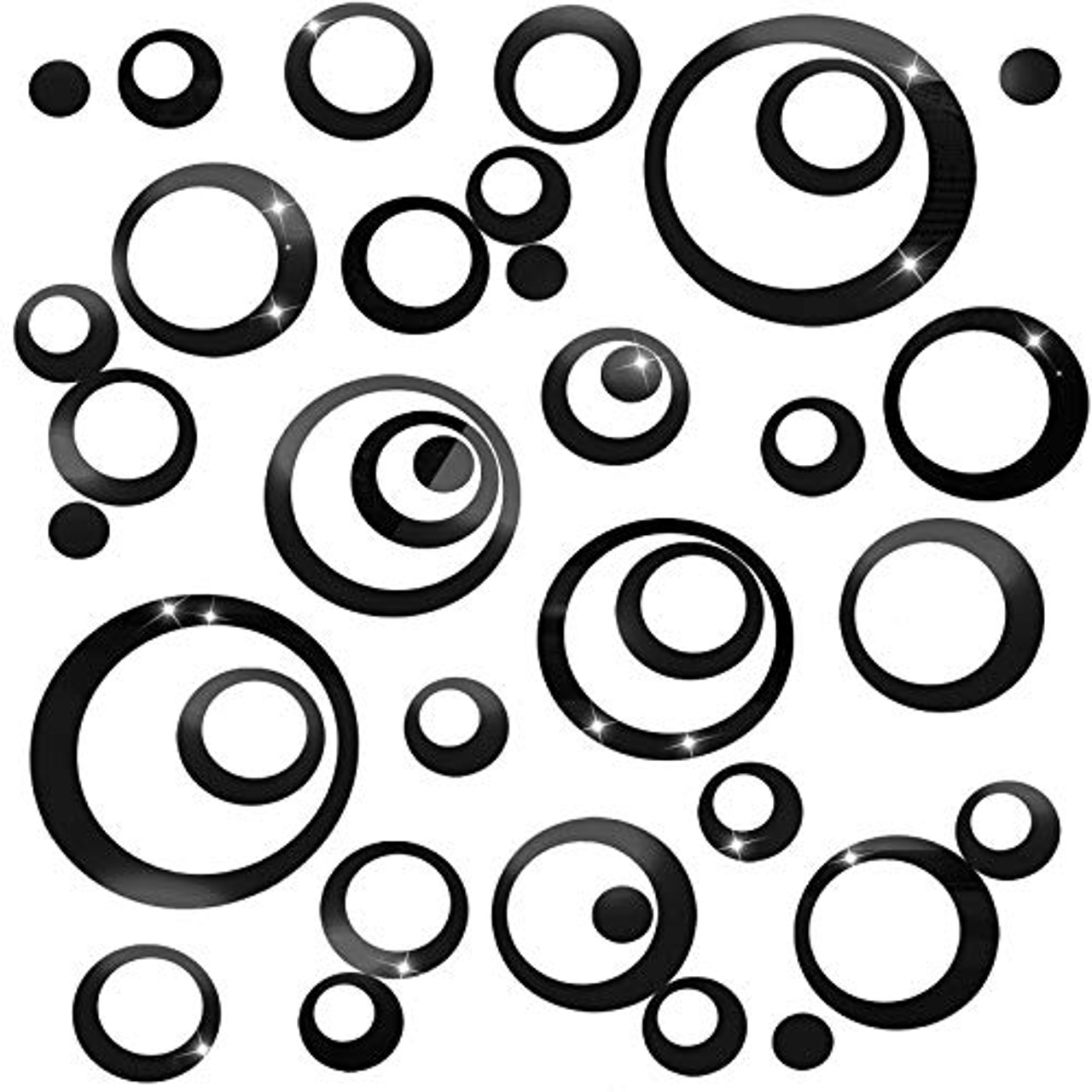 Details about   48 Pieces Acrylic Circle Mirror Wall Stickers Round Dots Mirror Black and Red 