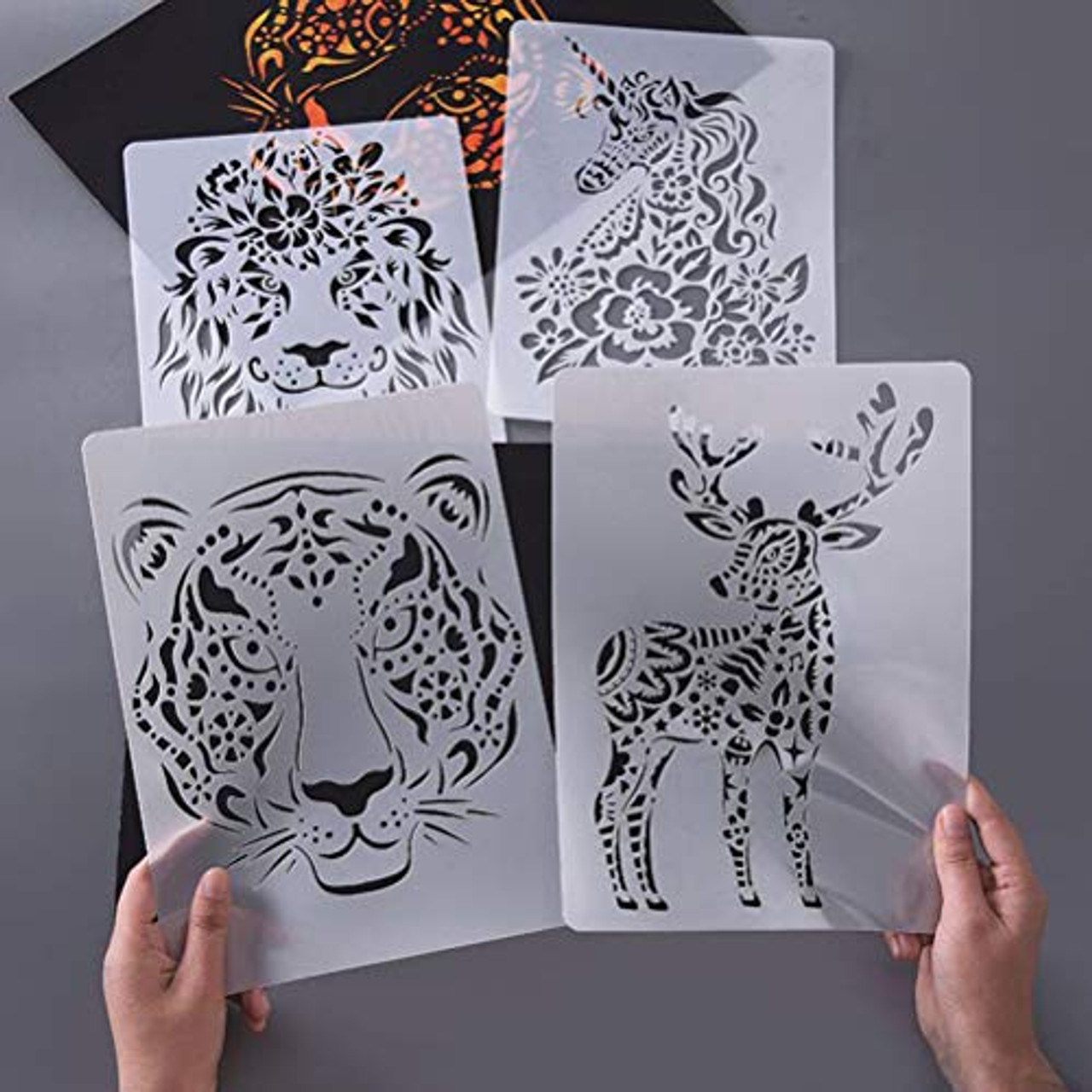 12 Pieces Animal Stencils Plastic Kids Drawing Stencil Reusable Animal  Template for DIY Crafts Painting Drawing